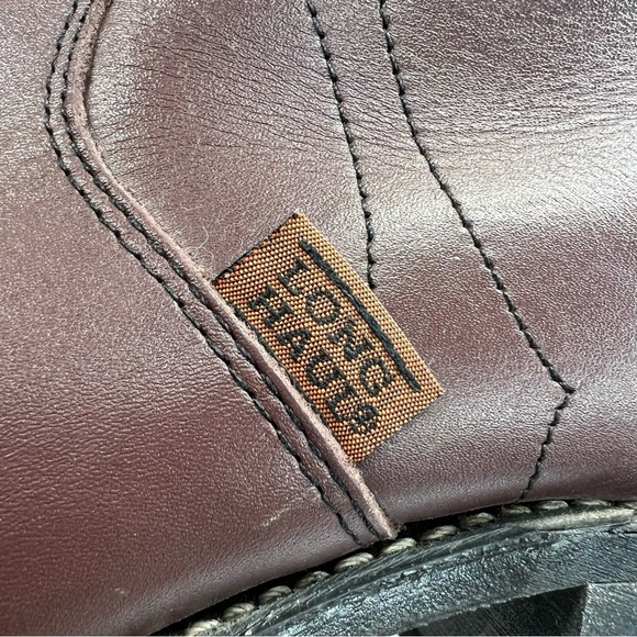 Long Haul Brown Inside Zip Western Leather Embroidered Short Boots Men's 8.5 - Picture 7 of 15